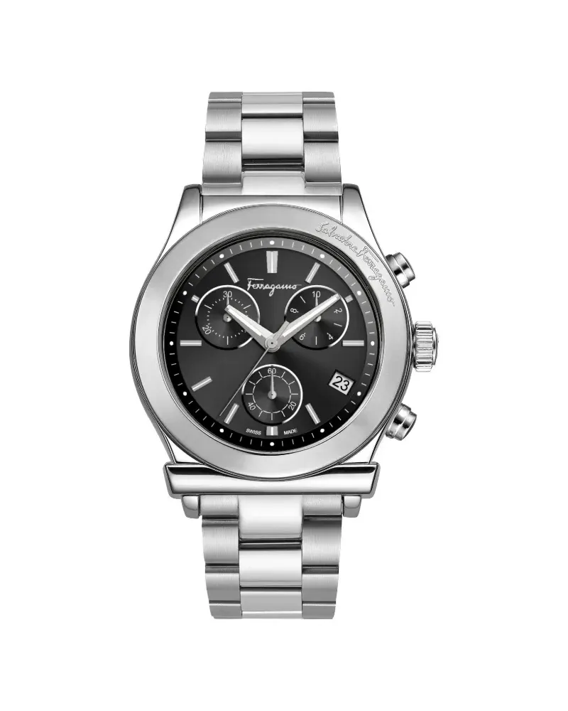 Ferragamo Edelstahl-Chronograph 42mm - Schwarz Schwarz