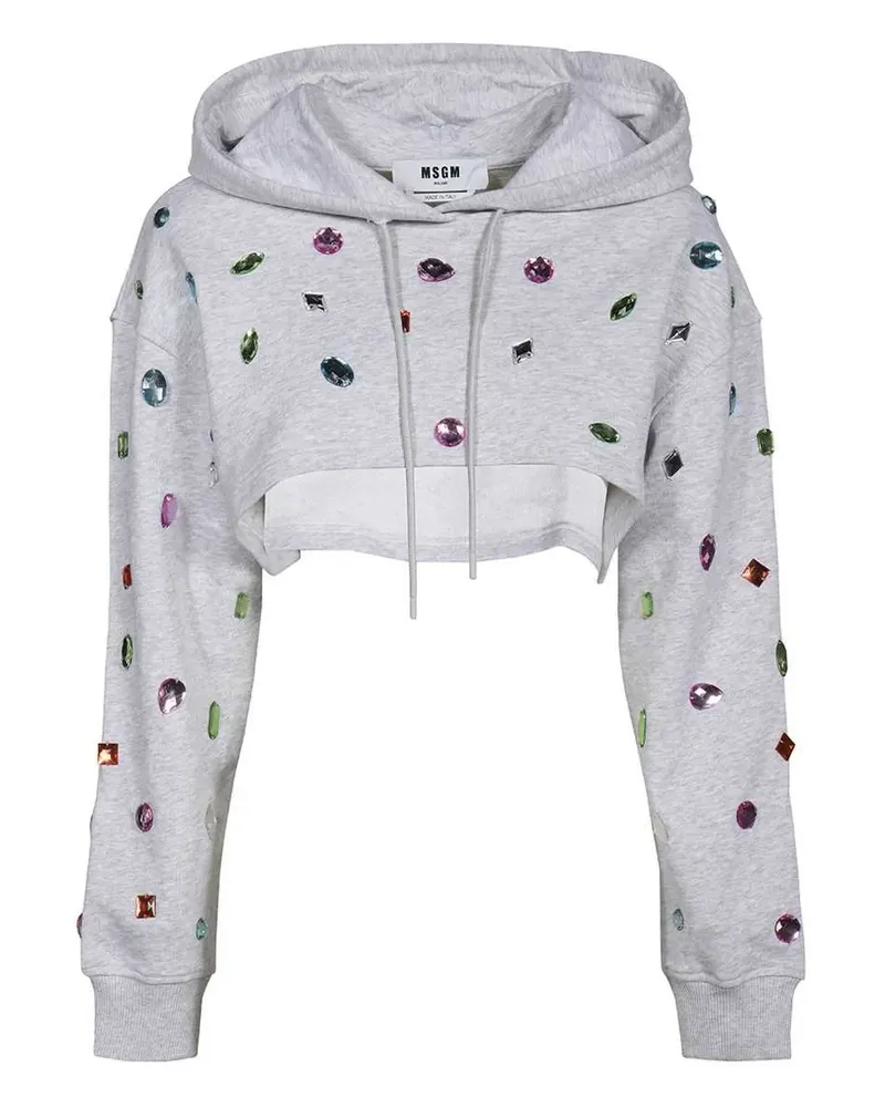 MSGM Hoodie mit Kristallverzierung - Grau Grau