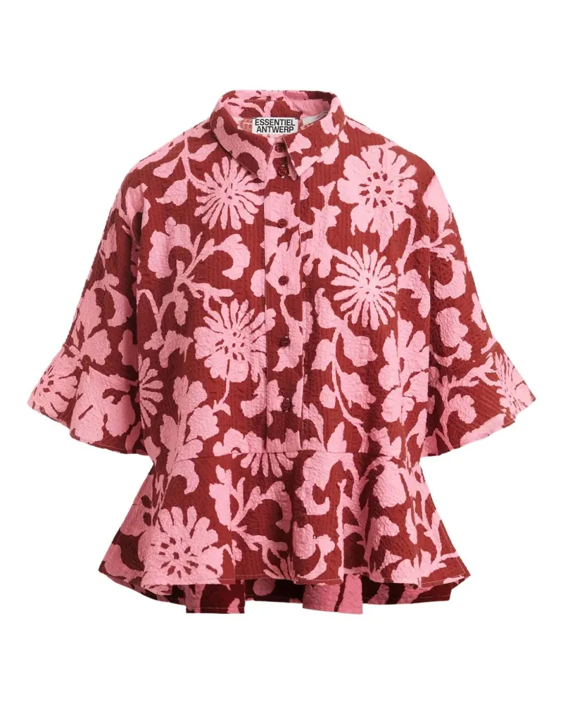 Essentiel floral-print peplum-hem blouse - Braun Braun