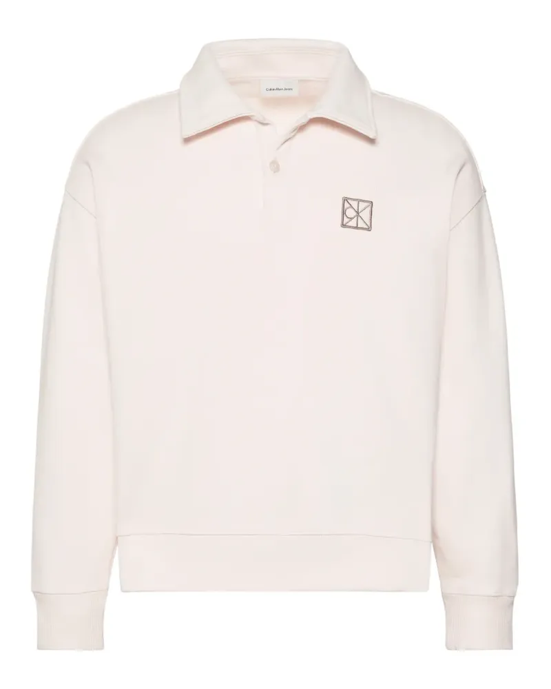 Calvin Klein logo-patch polo-collar sweater - Nude Nude