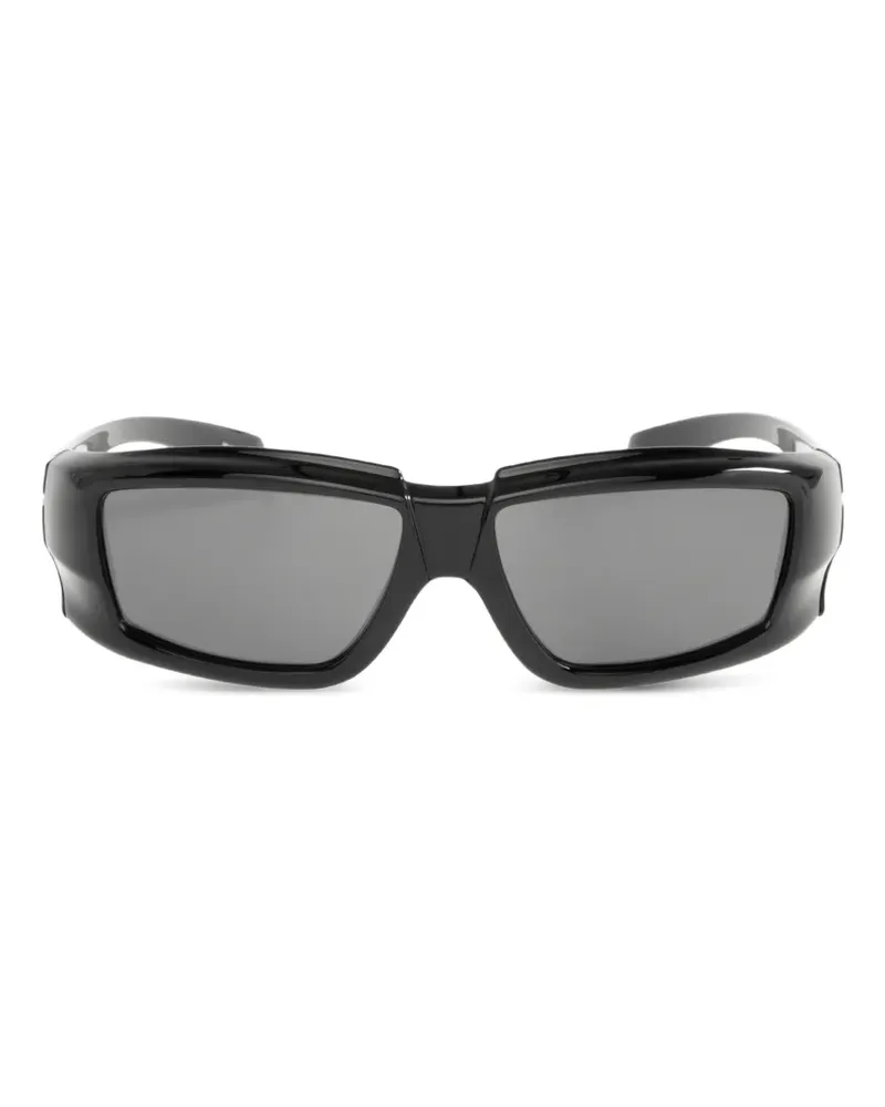 Rick Owens Sonnenbrille mit eckigem Gestell - Schwarz Schwarz