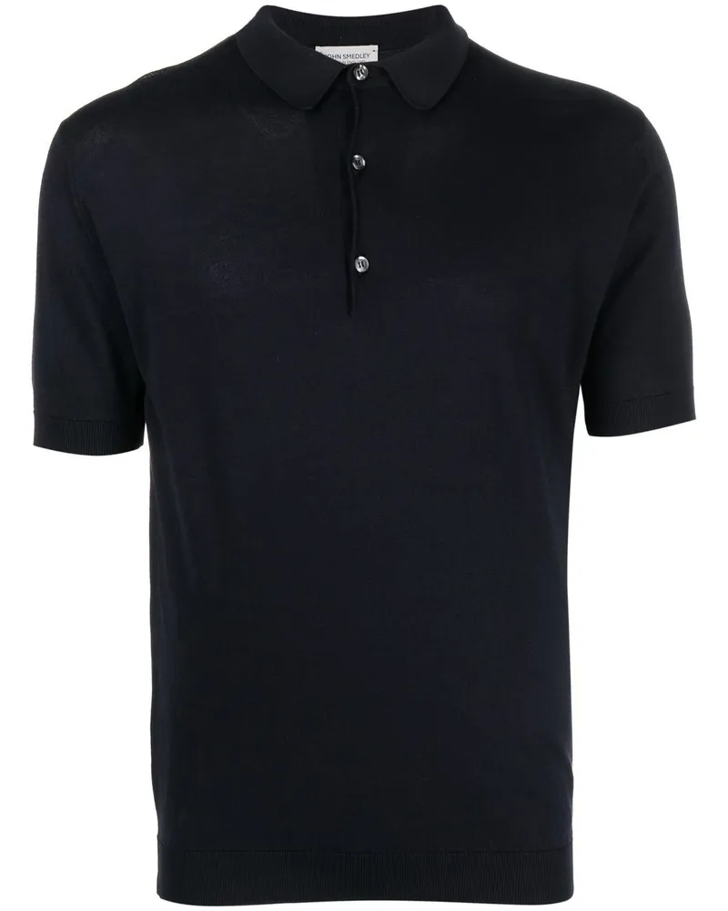 John Smedley Fein gestricktes Poloshirt - Blau Blau
