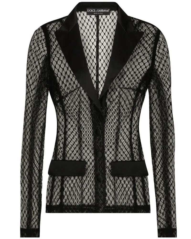 Dolce & Gabbana Einreihige Jacke aus Mesh - Schwarz Schwarz