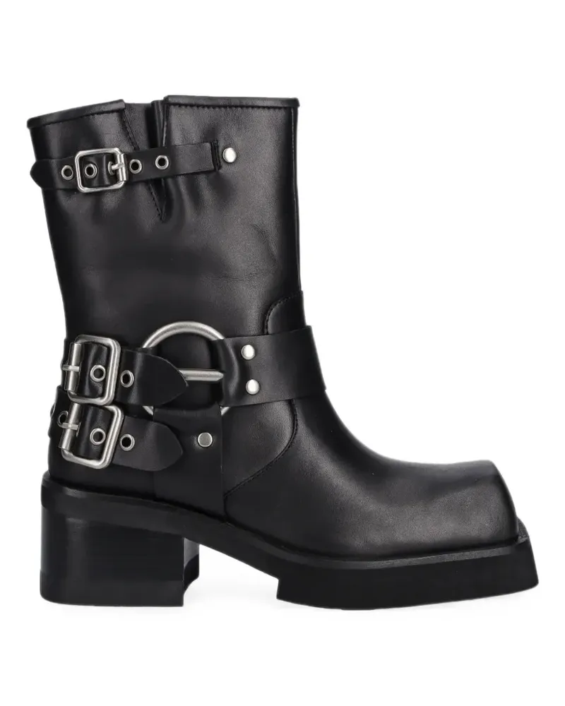 Jeffrey Campbell Stubborn buckled square-toe boots - Schwarz Schwarz