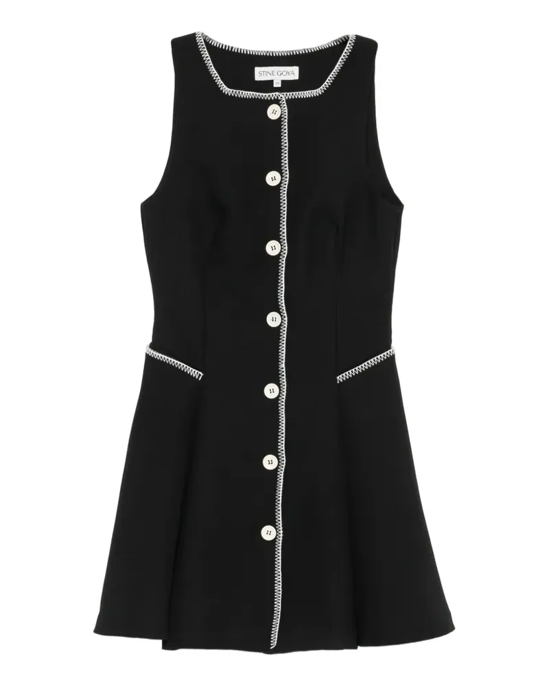 Stine Goya whipstitch-trim button-up mini dress - Schwarz Schwarz