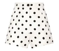 High-Waist-Shorts mit Polka Dots - Weiß