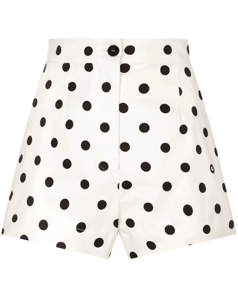 Dolce & Gabbana High-Waist-Shorts mit Polka Dots - Weiß Weiß