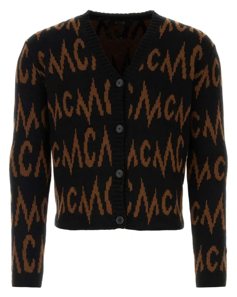 MCM Intarsien-Cardigan mit Logo - Schwarz Schwarz