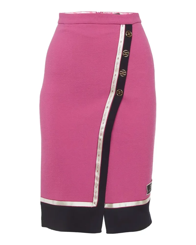 Elisabetta Franchi logo-plaque pencil midi skirt - Rosa Rosa