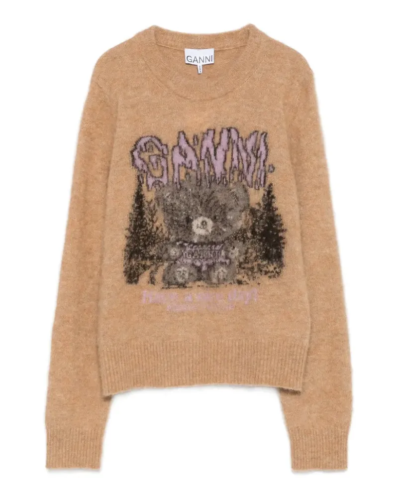Ganni Pullover mit grafischer Intarsie - Nude Nude
