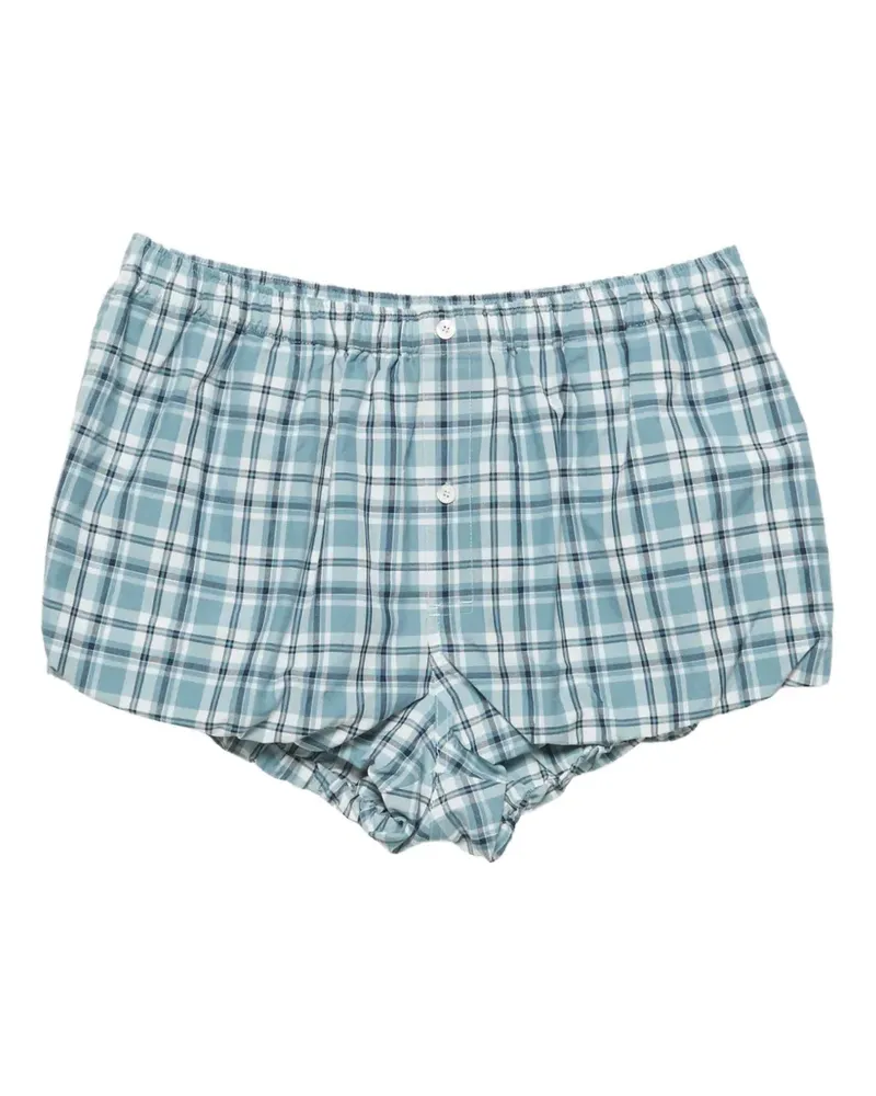 Acne Studios check-pattern bubble shorts - Blau Blau