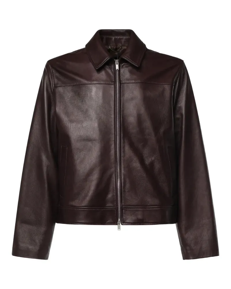 LARDINI zip-up leather jacket - Braun Braun