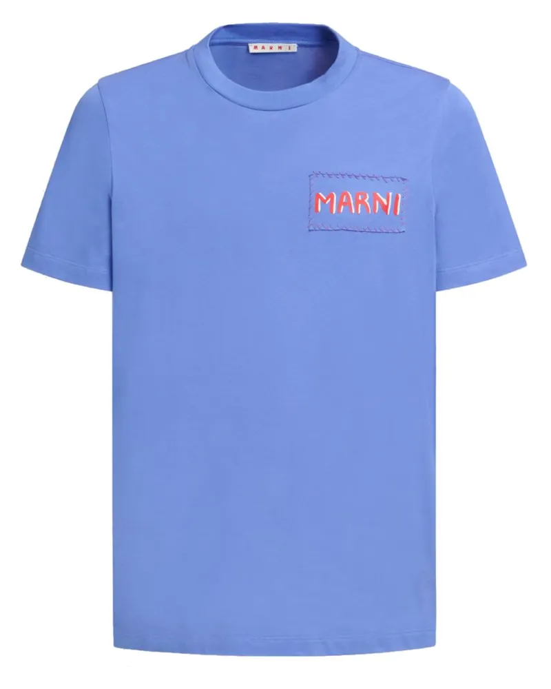 Marni T-Shirt mit Logo-Patch - Blau Blau