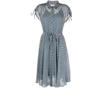 Chiffonkleid mit Blumen-Print - Blau