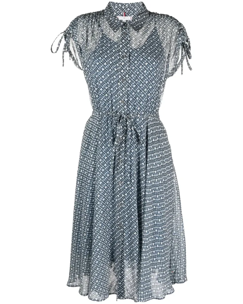 Tommy Hilfiger Chiffonkleid mit Blumen-Print - Blau Blau