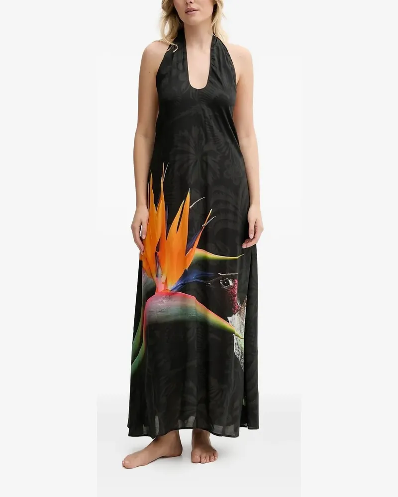 Desigual Maxikleid mit Print - Schwarz Schwarz