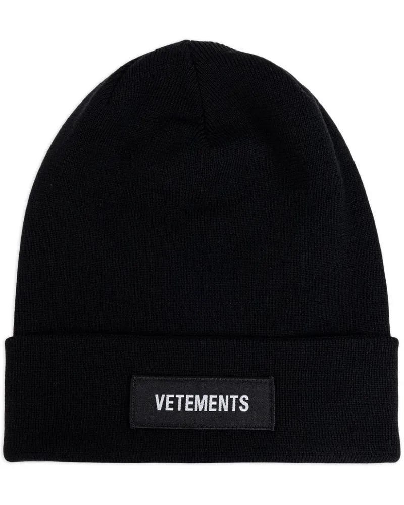 VETEMENTS Beanie mit Logo Schwarz