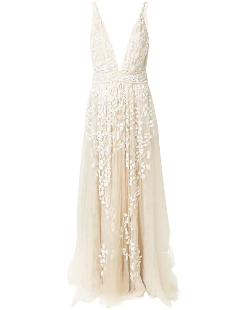Roberto Cavalli sequin embroidered gown - Nude Nude