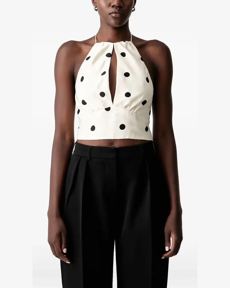 Bardot Phoebe polka-dot halterneck top - Nude Nude