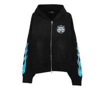 graphic-print zip-up hoodie - Schwarz
