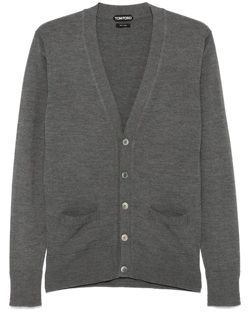 Tom Ford Fein gestrickter Cardigan Grau