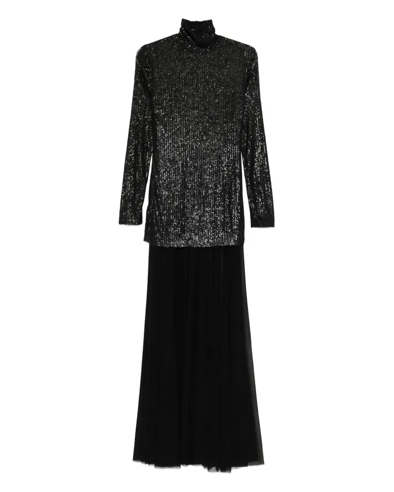 Norma Kamali sequin-embellished roll-neck gown - Schwarz Schwarz