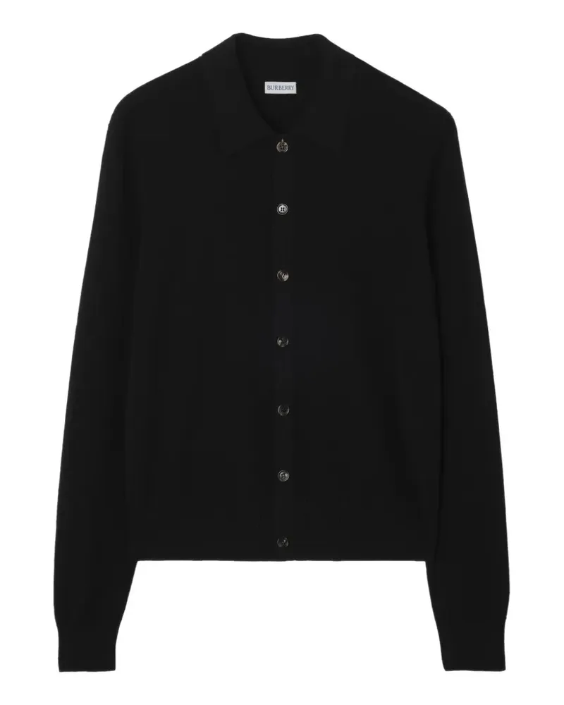 Burberry Geknöpfter Pullover mit Check-Besatz - Schwarz Schwarz