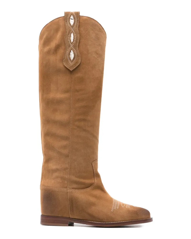 Via Roma 15 embroidery panel boots - Braun Braun