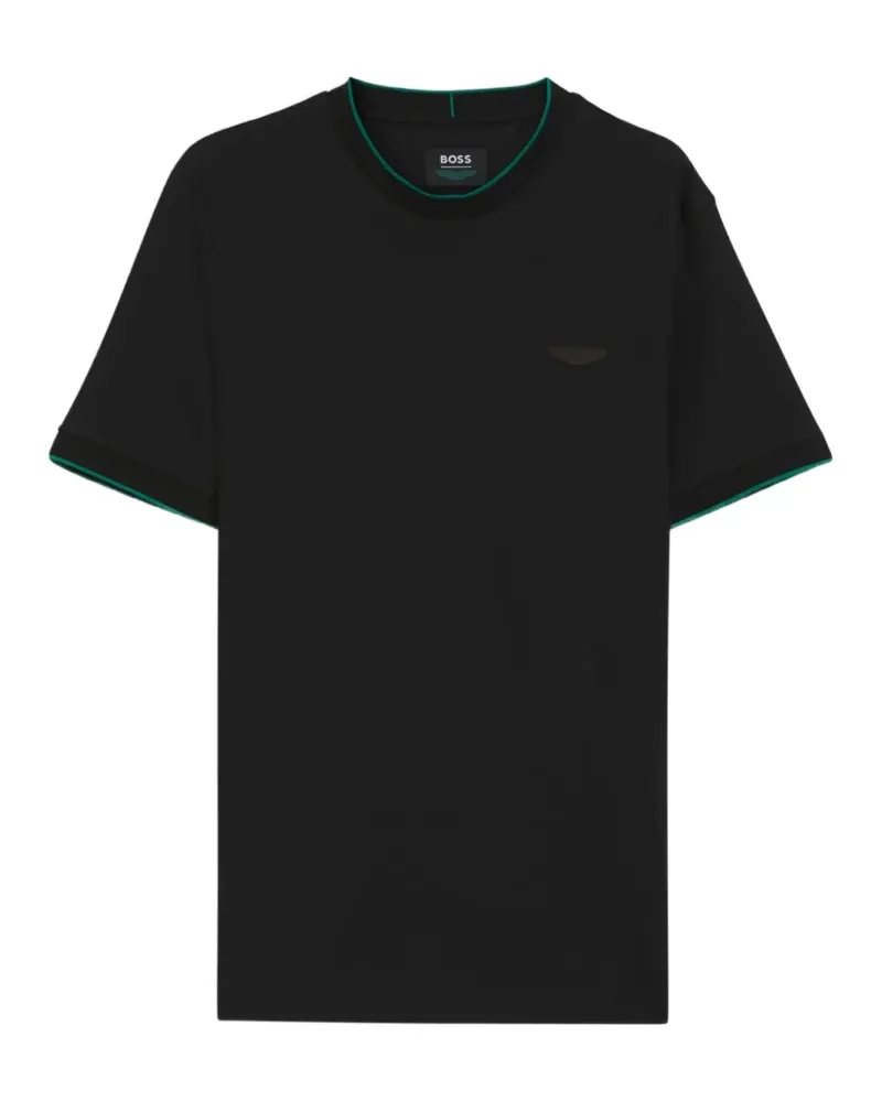 HUGO BOSS T-Shirt mit Logo-Schild - Schwarz Schwarz