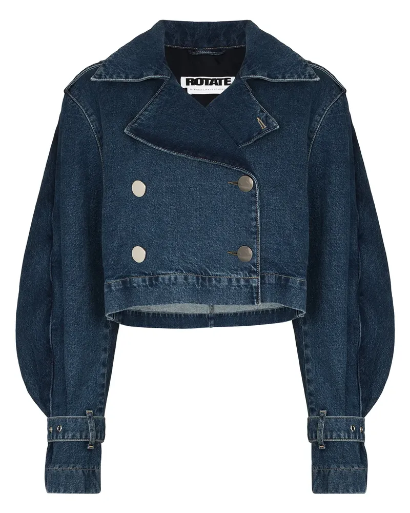 ROTATE Birger Christensen Cropped-Jacke mit Rüschen - Blau Blau