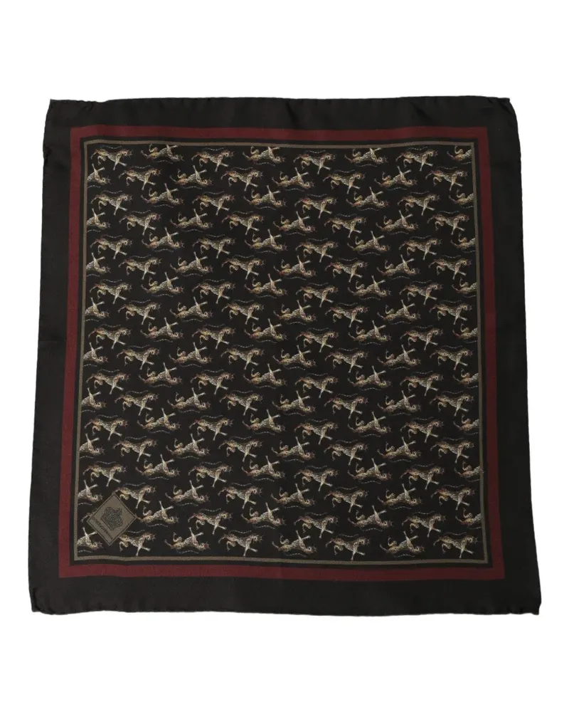 Dolce & Gabbana horse-print silk pocket square - Schwarz Schwarz
