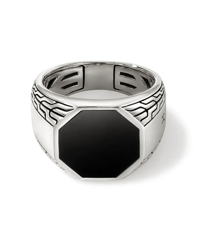 John Hardy Sterlingsilber-Siegelring mit schwarzem Onyx Silber