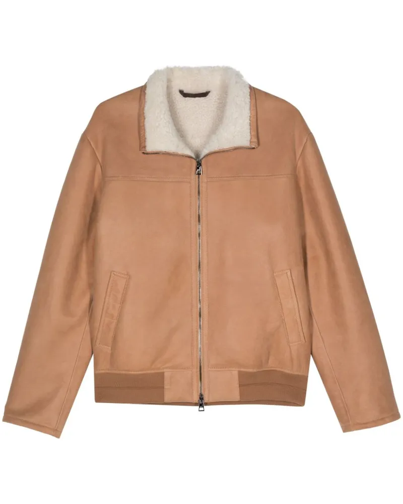 Manzoni 24 Klassische Lederjacke - Nude Nude