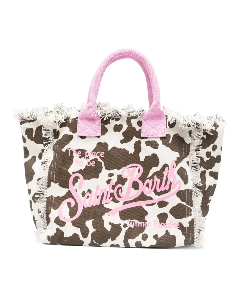 MC2 Saint Barth Vanity cow-print frayed tote bag - Weiß Weiß