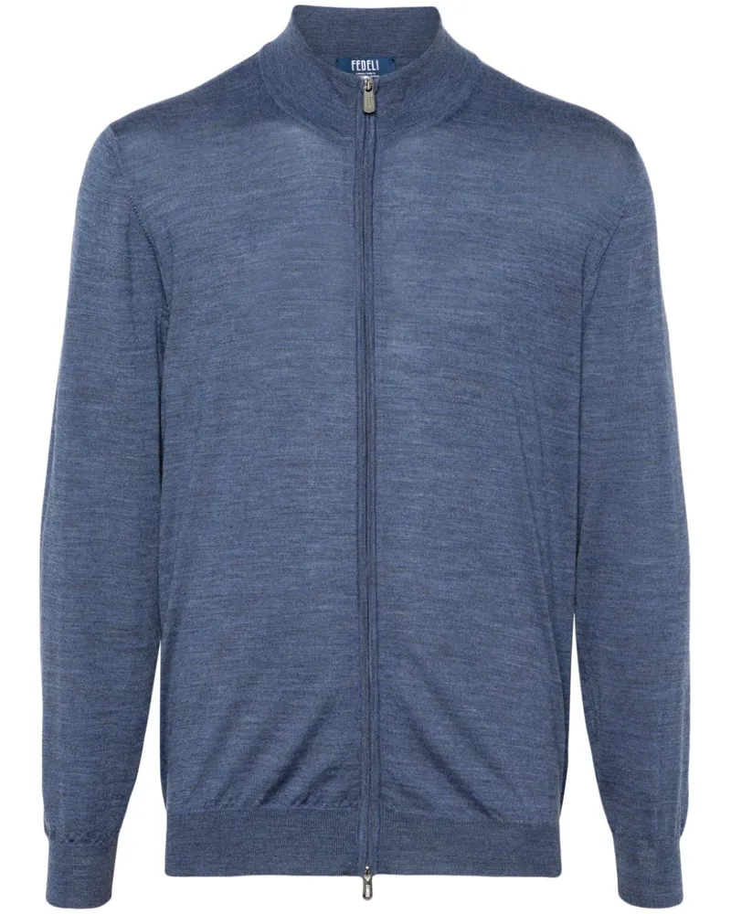 Fedeli Cardigan aus Schurwolle - Blau Blau