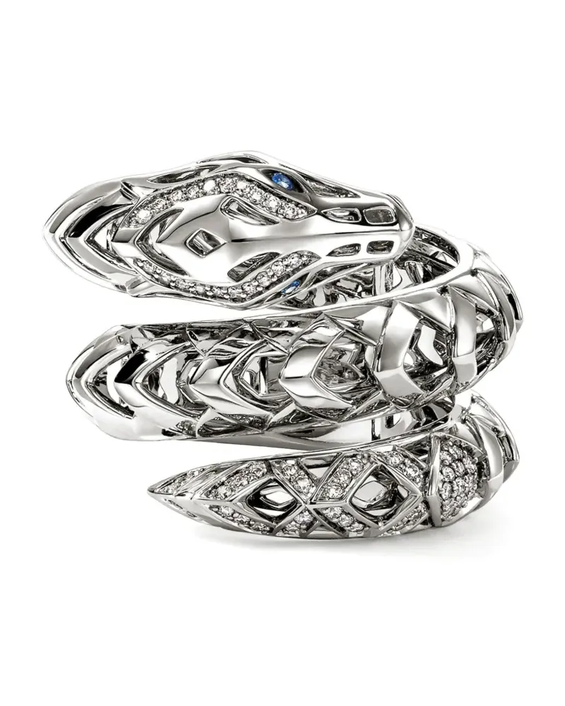 John Hardy sterling silver Naga diamond and sapphire ring - Silber Silber