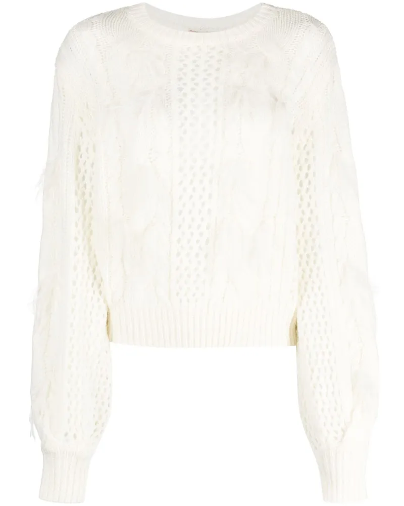 Twin-Set Pullover mit Zopfmuster - Weiß Weiß