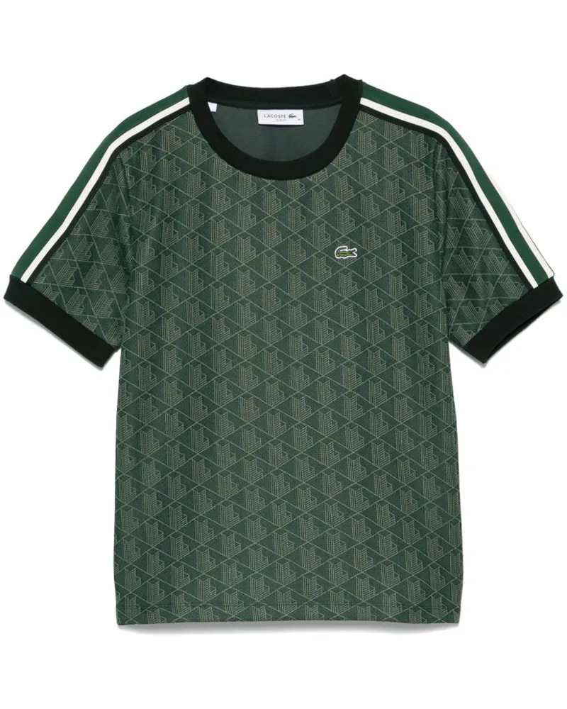 Lacoste T-Shirt aus Monogramm-Jacquard - Grün Grün