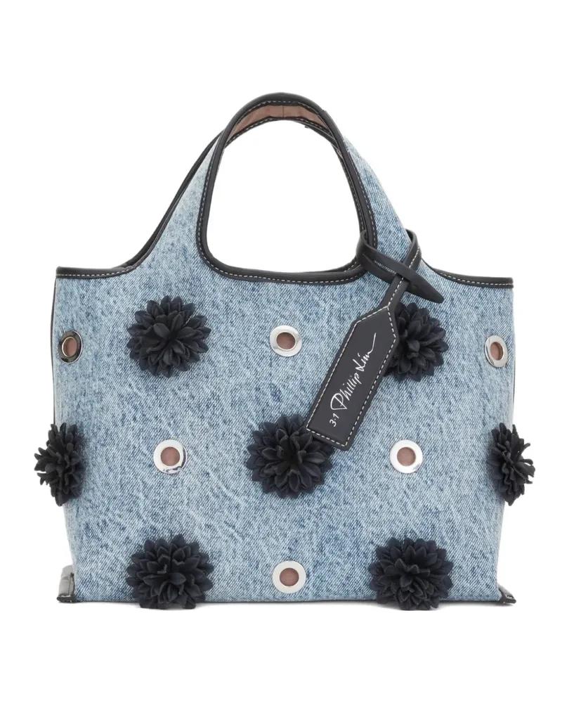 3.1 phillip lim Tote Bag mit Ösen in Blumenform - Blau Blau