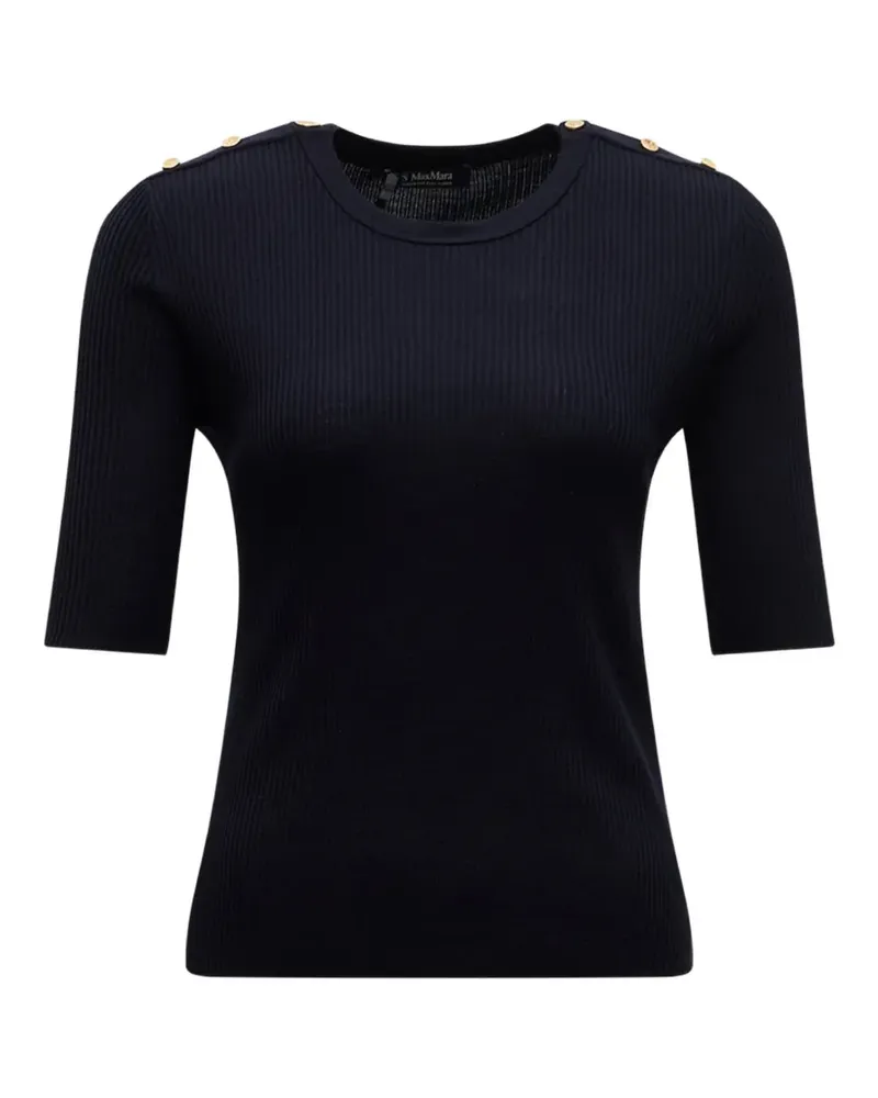 Max Mara Max Mara button-embellished ribbed-knit sweater - Blau Blau