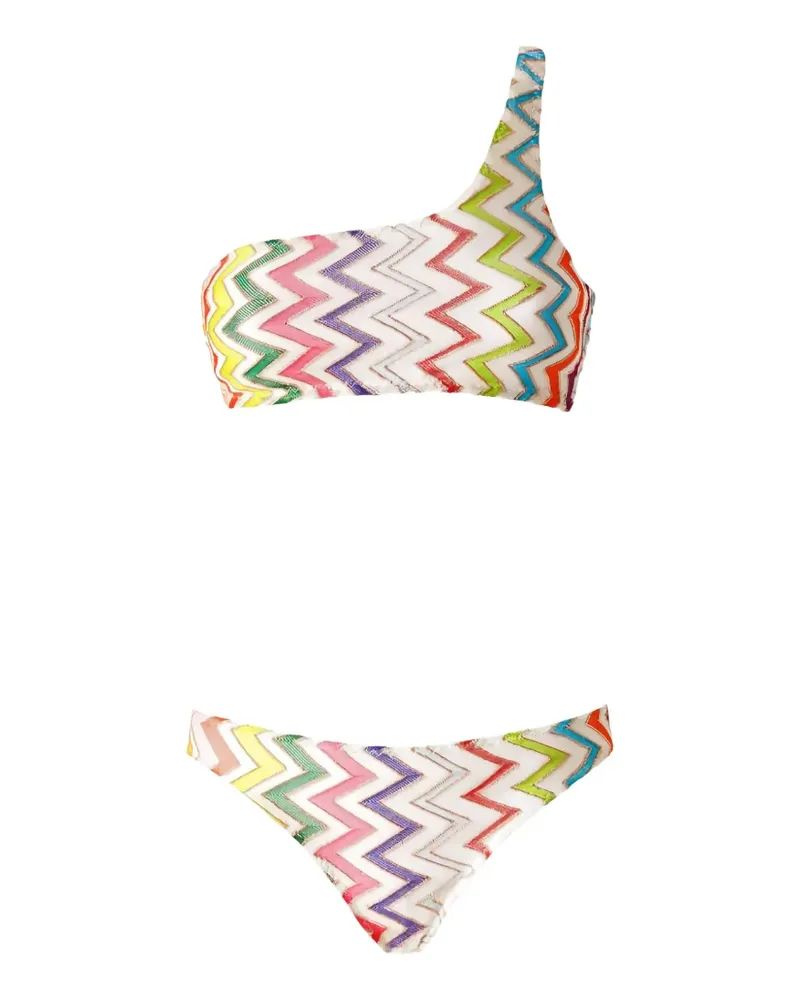 Missoni zigzag-knit one-shoulder bikini - Weiß Weiß