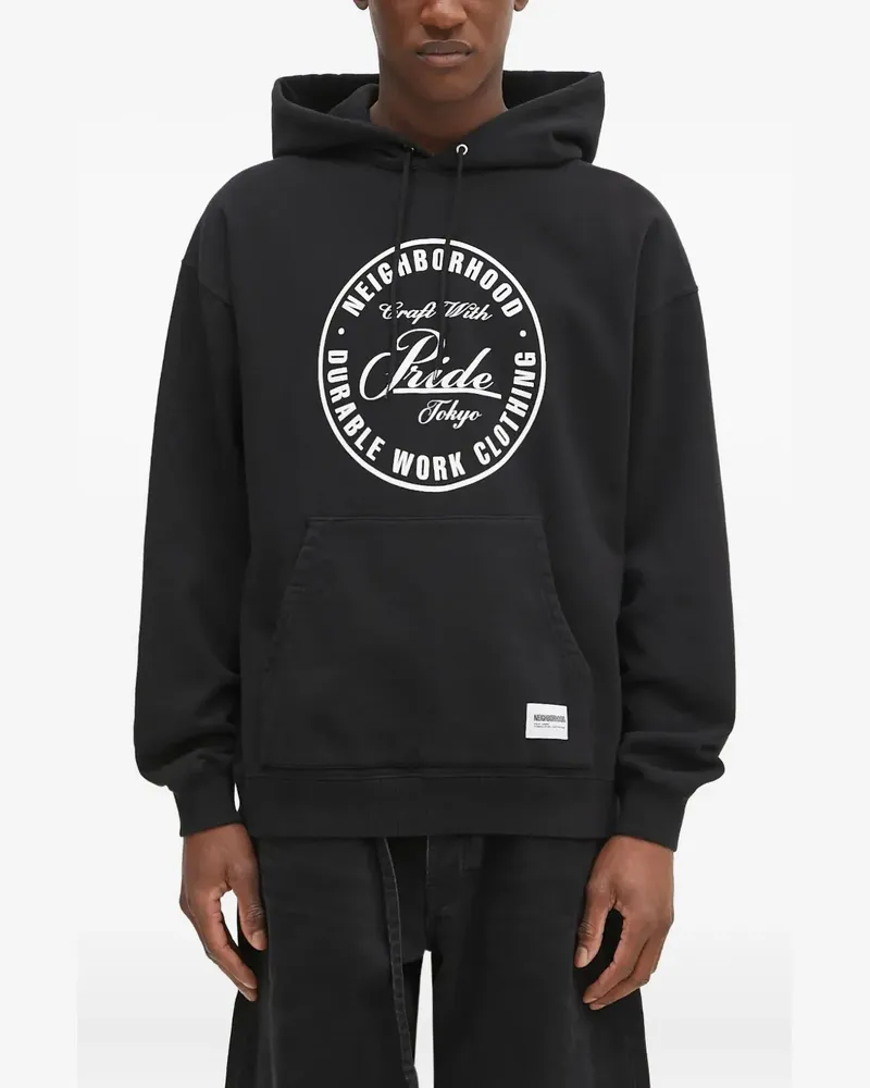 Neighborhood Hoodie mit rundem Logo - Schwarz Schwarz