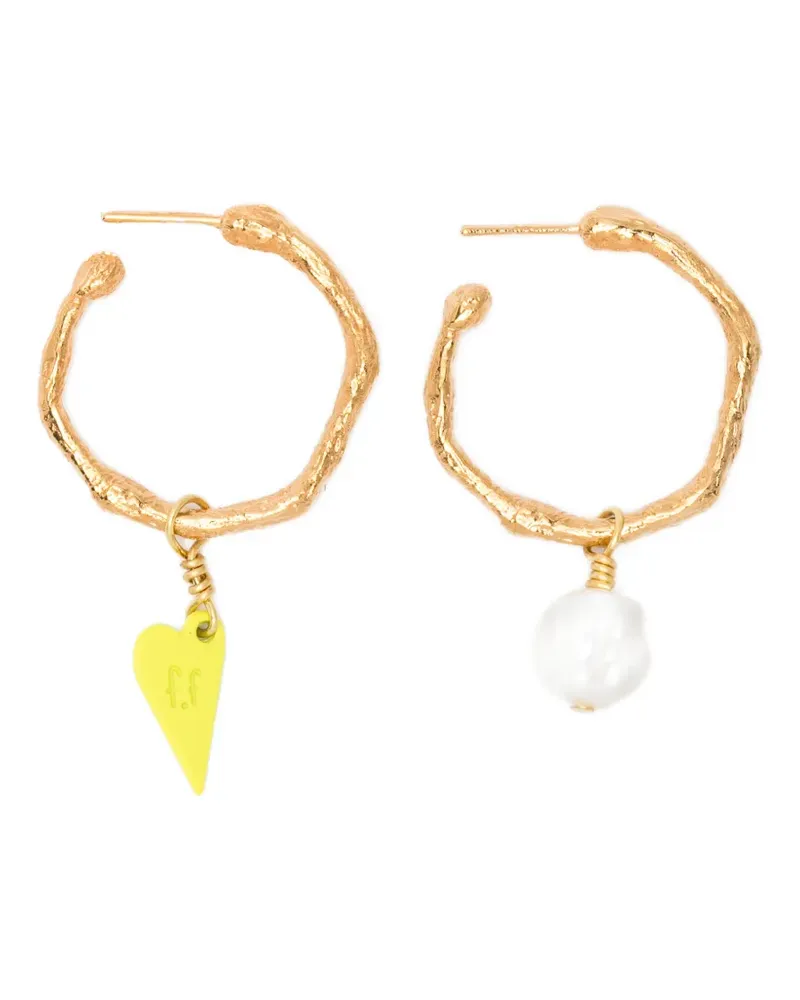 forte_forte heart-charm hoop earrings - Gold Gold