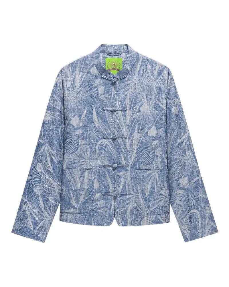 Shanghai Tang floral-pattern shirt jacket - Blau Blau