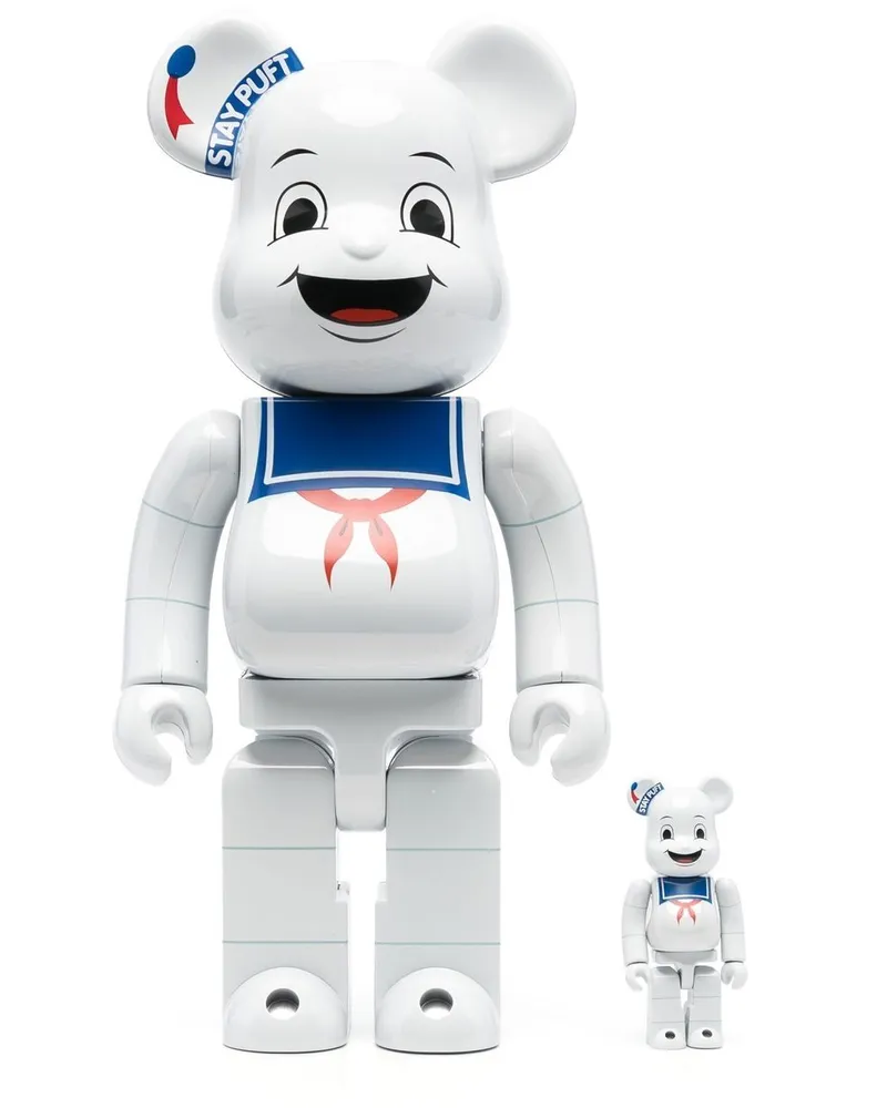 Medicom Toy Stay Puft Marshmallow BE@RBRICK 100% und 400% Figuren-Set Weiß