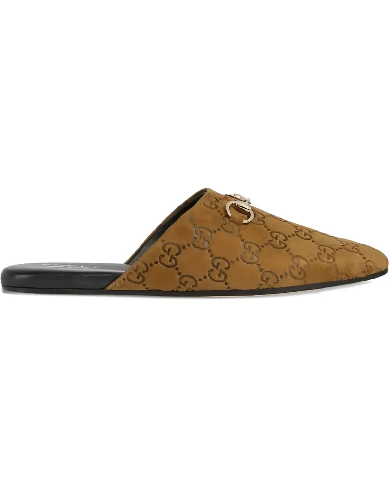 Gucci horsebit-detail flat shoes - Braun Braun
