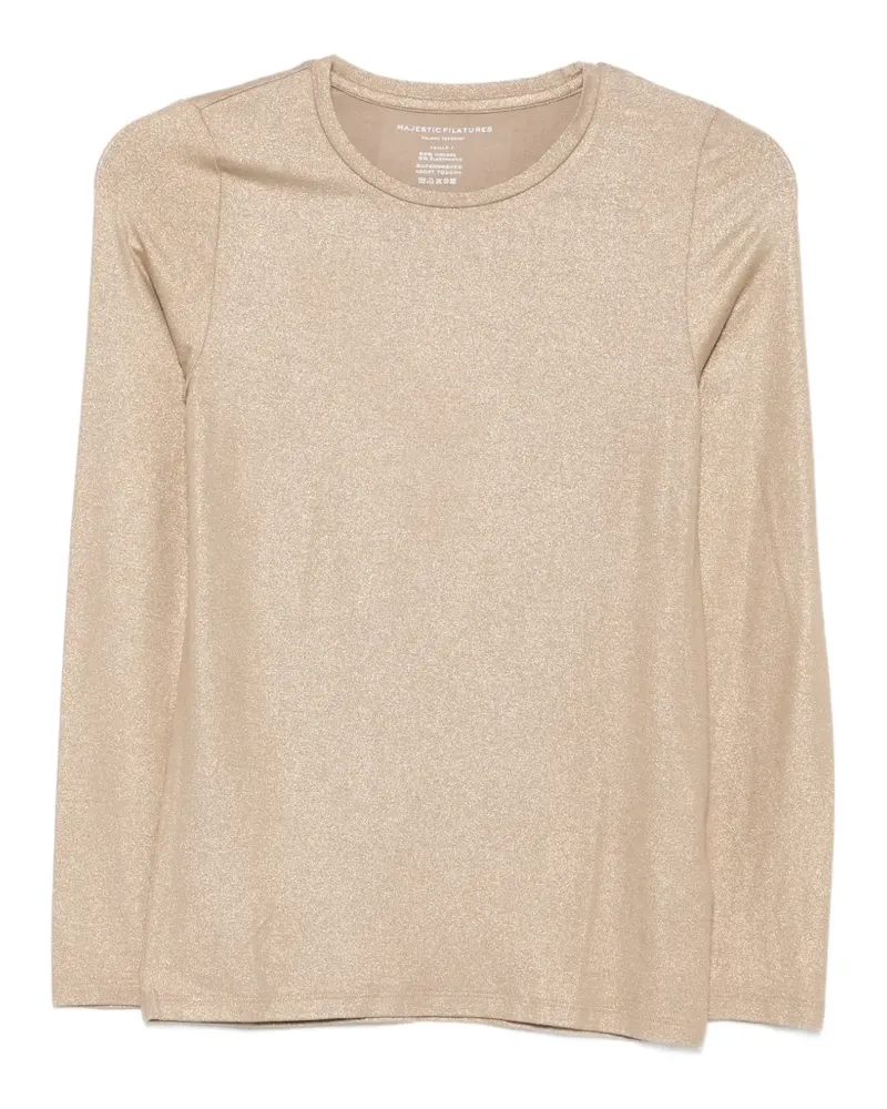 Majestic Langarmshirt im Metallic-Look - Nude Nude