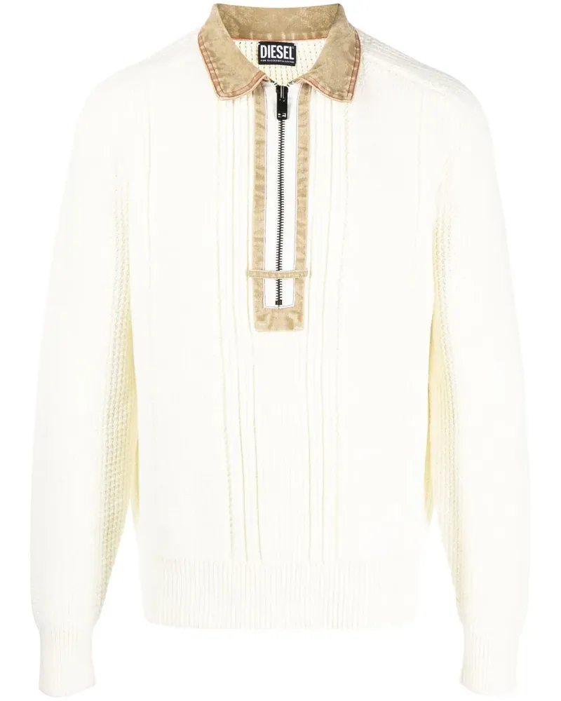 Diesel Pullover mit Reißverschluss - Weiß Weiß