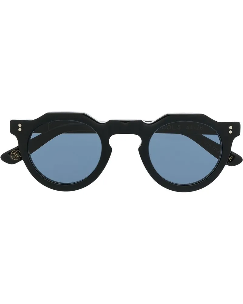 Lesca Sonnenbrille mit rundem Gestell - Schwarz Schwarz