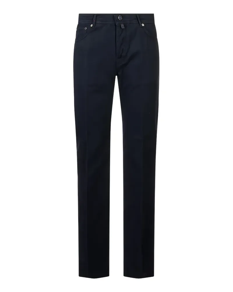 Kiton Gerade Hose mit Logo-Patch - Blau Blau